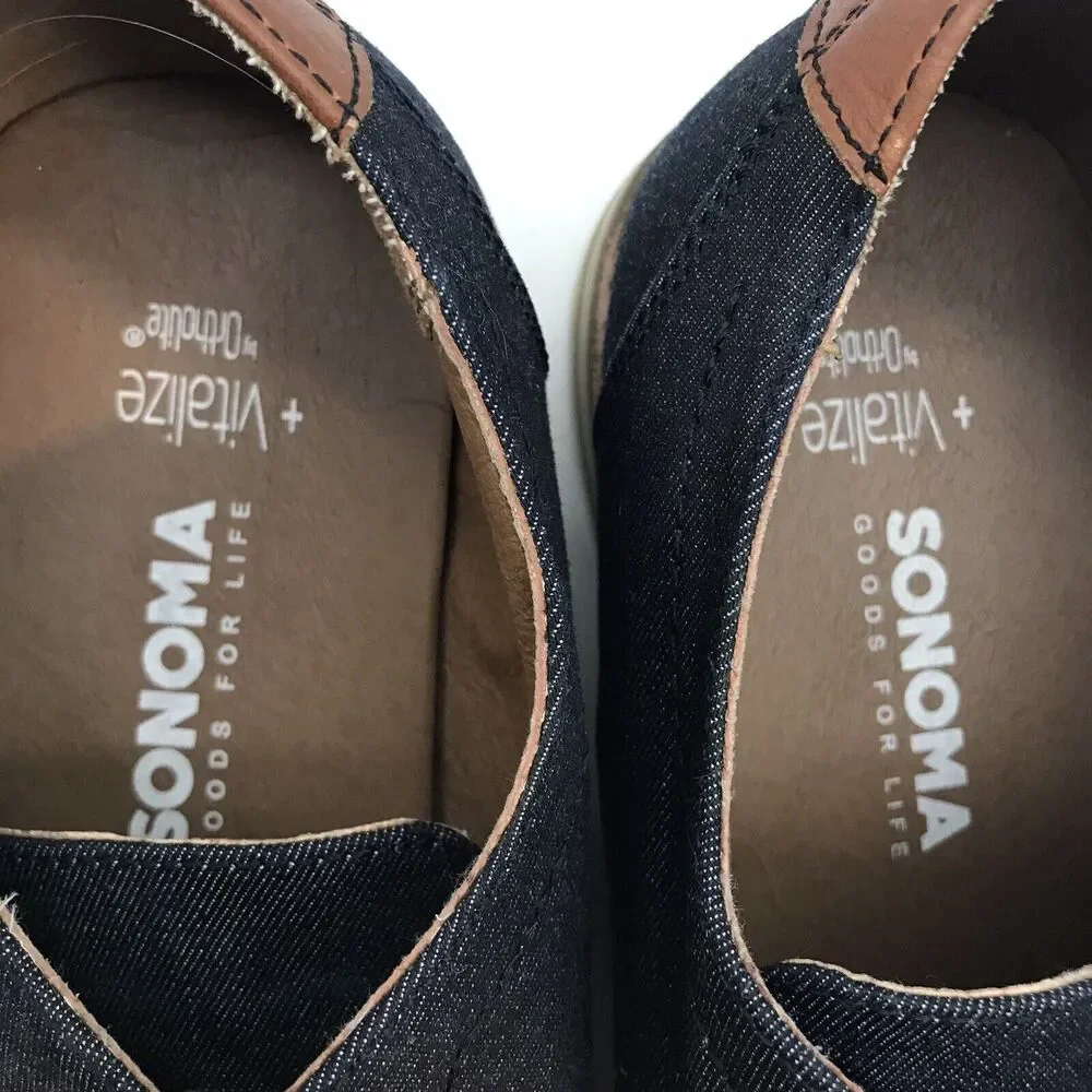 Sonoma Warren Navy Textile Shoes Men's 11M Cushioned Ortholite Lace Up Low Derby